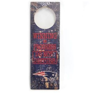 NFL Door Sign - New England Patriots "Winning in Progress Do Not Disturb"